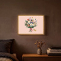 Margrieten - Boeket - Strikje - Roze Light Box met batterij (Wandlamp) middel -sfeer4