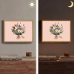 Margrieten - Boeket - Strikje - Roze Light Box met batterij (Wandlamp) middel -sfeer3