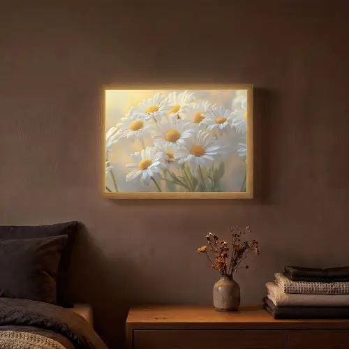 Madeliefjes - Wit - Zonlicht Light Box met batterij (Wandlamp) middel -sfeer4