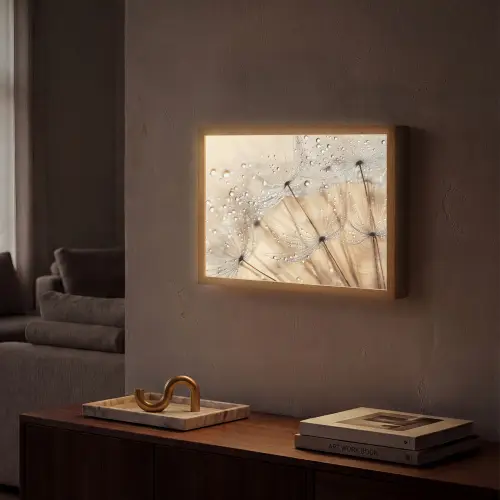 Paardenbloem - Abstract - Natuur - Beige Light Box met batterij (Wandlamp) middel -sfeer1