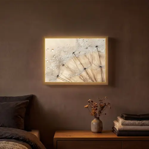 Paardenbloem - Abstract - Natuur - Beige Light Box met batterij (Wandlamp) middel -sfeer4