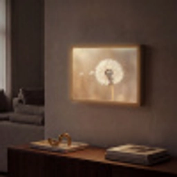 Paardenbloem - Beige - Natuur - Bloem Light Box met batterij (Wandlamp) middel -sfeer1