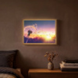 Paardenbloem - Bloemen - Zonsondergang - Horizon - Nacht Light Box met batterij (Wandlamp) middel -sfeer4