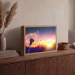 Paardenbloem - Bloemen - Zonsondergang - Horizon - Nacht Light Box met batterij (Wandlamp) middel -sfeer2