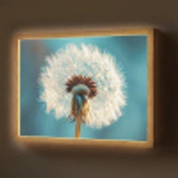 Paardenbloem - Natuur - Bloemen - Blauw Light Box met batterij (Wandlamp) middel -z3d_website
