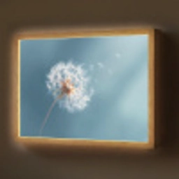 Paardenbloem - Wind - Blauw Light Box met batterij (Wandlamp) middel -z3d_website