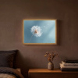 Paardenbloem - Wind - Blauw Light Box met batterij (Wandlamp) middel -sfeer4