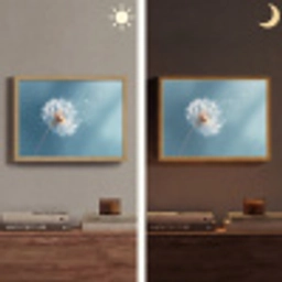 Paardenbloem - Wind - Blauw Light Box met batterij (Wandlamp) middel -sfeer3