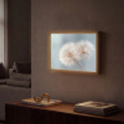 Paardenbloemen - Pluisjes - Wit Light Box met batterij (Wandlamp) middel -sfeer1