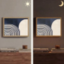 Donkerblauw - Abstract - Lijnen Light Box met batterij (Wandlamp) middel -sfeer3