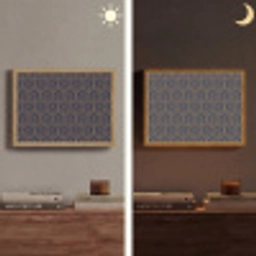 Donkerblauw - Patroon - Bloem - Symmetrisch Light Box met batterij (Wandlamp) middel 907 -sfeer3