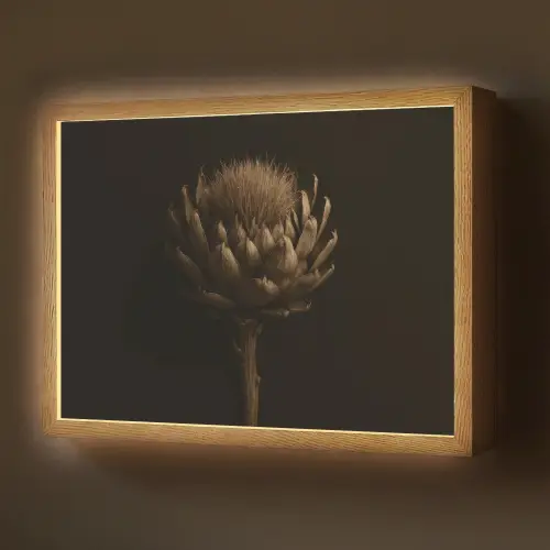 Donkerbruin - Bloem - Textuur - Artisjok Light Box met batterij (Wandlamp) middel -z3d_website