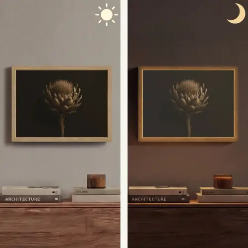 Donkerbruin - Bloem - Textuur - Artisjok Light Box met batterij (Wandlamp) middel -sfeer3