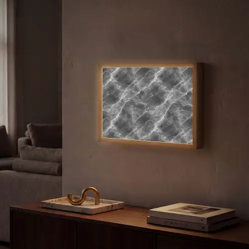 Donkergrijs - Bliksem - Marmer Light Box met batterij (Wandlamp) middel 907 -sfeer1