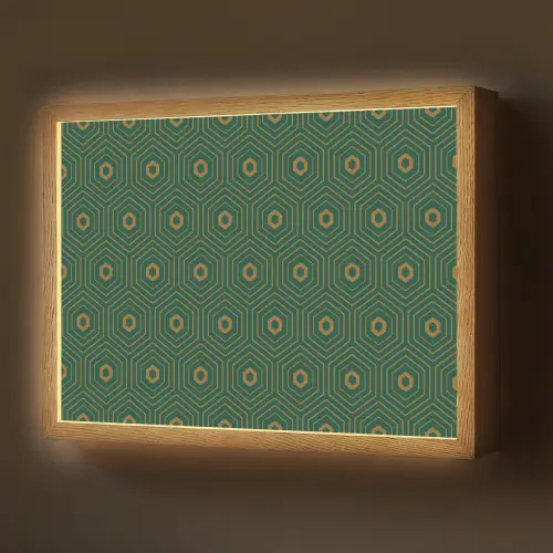 Donkergroen - Modern - Patroon - Goud Light Box met batterij (Wandlamp) middel 907 -z3d_website