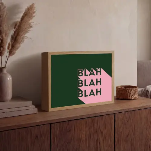 Donkergroen - Tekst - Schaduw - Grafisch Light Box met batterij (Wandlamp) middel -sfeer2