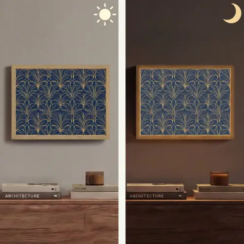 Deco - Waaier - Blauw Light Box met batterij (Wandlamp) middel 907 -sfeer3