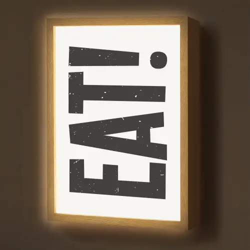 Decoratie - Eten - Zwart - Wit Light Box met batterij (Wandlamp) middel -z3d_website