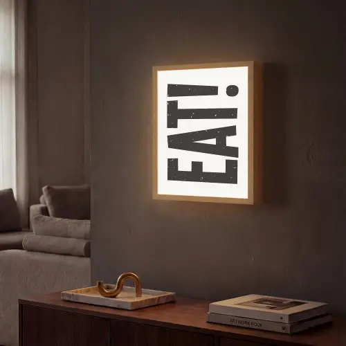 Decoratie - Eten - Zwart - Wit Light Box met batterij (Wandlamp) middel -sfeer1