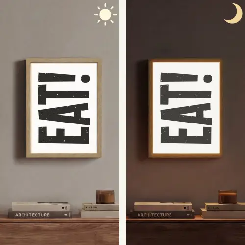 Decoratie - Eten - Zwart - Wit Light Box met batterij (Wandlamp) middel -sfeer3