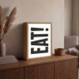 Decoratie - Eten - Zwart - Wit Light Box met batterij (Wandlamp) middel -sfeer2