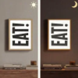 Decoratie - Eten - Zwart - Wit Light Box met batterij (Wandlamp) middel -sfeer3