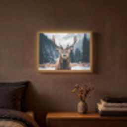 Hert - Dieren - Landschap - Winter - Sneeuw Light Box met batterij (Wandlamp) middel -sfeer4