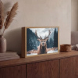 Hert - Dieren - Landschap - Winter - Sneeuw Light Box met batterij (Wandlamp) middel -sfeer2
