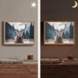 Hert - Dieren - Landschap - Winter - Sneeuw Light Box met batterij (Wandlamp) middel -sfeer3