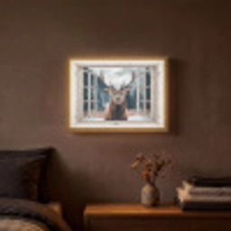 Hert - Dieren - Landschap - Winter - Sneeuw - Doorkijk - Natuur Light Box met batterij (Wandlamp) middel -sfeer4