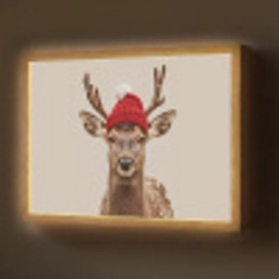 Hert - Kerst - Muts - Dieren - Winter - Grappig Light Box met batterij (Wandlamp) middel -z3d_website