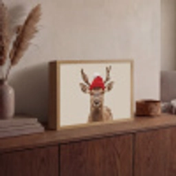 Hert - Kerst - Muts - Dieren - Winter - Grappig Light Box met batterij (Wandlamp) middel -sfeer2