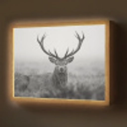 Hert - Mistig - Zwart - Wit Light Box met batterij (Wandlamp) middel -z3d_website