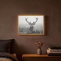 Hert - Mistig - Zwart - Wit Light Box met batterij (Wandlamp) middel -sfeer4