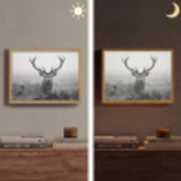 Hert - Mistig - Zwart - Wit Light Box met batterij (Wandlamp) middel -sfeer3