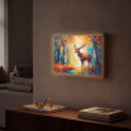 Hert - Bosdieren - Natuur - Kunst Light Box met batterij (Wandlamp) middel -sfeer1