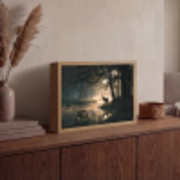 Hert - Bosbeek - Mystiek Light Box met batterij (Wandlamp) middel -sfeer2