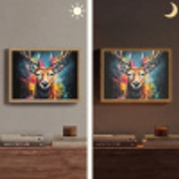 Hert - Graffiti - Dieren - Kleuren Light Box met batterij (Wandlamp) middel -sfeer3