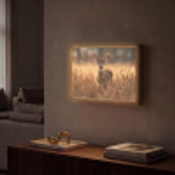 Hert - Graanveld - Bruin Light Box met batterij (Wandlamp) middel -sfeer1