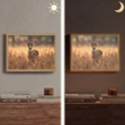 Hert - Graanveld - Bruin Light Box met batterij (Wandlamp) middel -sfeer3