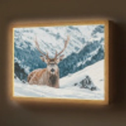 Hert - Landschap - Winter - Natuur - Dieren - Bergen Light Box met batterij (Wandlamp) middel -z3d_website