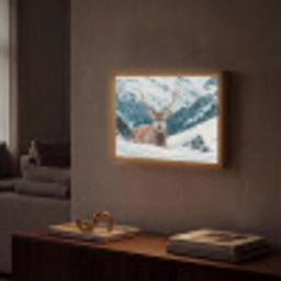 Hert - Landschap - Winter - Natuur - Dieren - Bergen Light Box met batterij (Wandlamp) middel -sfeer1