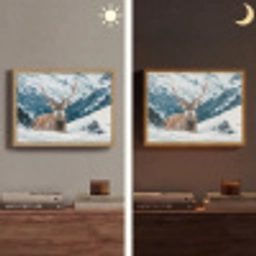 Hert - Landschap - Winter - Natuur - Dieren - Bergen Light Box met batterij (Wandlamp) middel -sfeer3