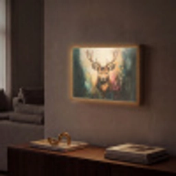 Hert - Geverfd - Gewei - Bruin Light Box met batterij (Wandlamp) middel -sfeer1