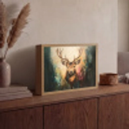 Hert - Geverfd - Gewei - Bruin Light Box met batterij (Wandlamp) middel -sfeer2