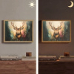 Hert - Geverfd - Gewei - Bruin Light Box met batterij (Wandlamp) middel -sfeer3