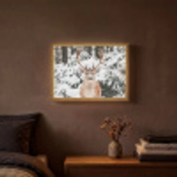 Hert - Sneeuw - Winter - Bos - Dieren Light Box met batterij (Wandlamp) middel -sfeer4