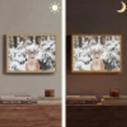 Hert - Sneeuw - Winter - Bos - Dieren Light Box met batterij (Wandlamp) middel -sfeer3