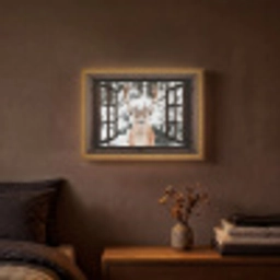 Hert - Sneeuw - Winter - Bos - Dieren - Doorkijk Light Box met batterij (Wandlamp) middel -sfeer4