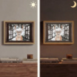 Hert - Sneeuw - Winter - Bos - Dieren - Doorkijk Light Box met batterij (Wandlamp) middel -sfeer3